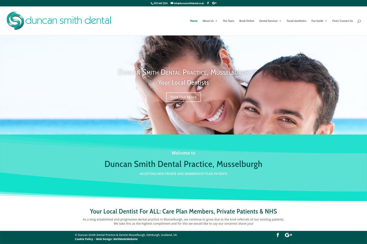 DuncanSmith Dental Practice Health and Beauty Salon Web Design Edinburgh