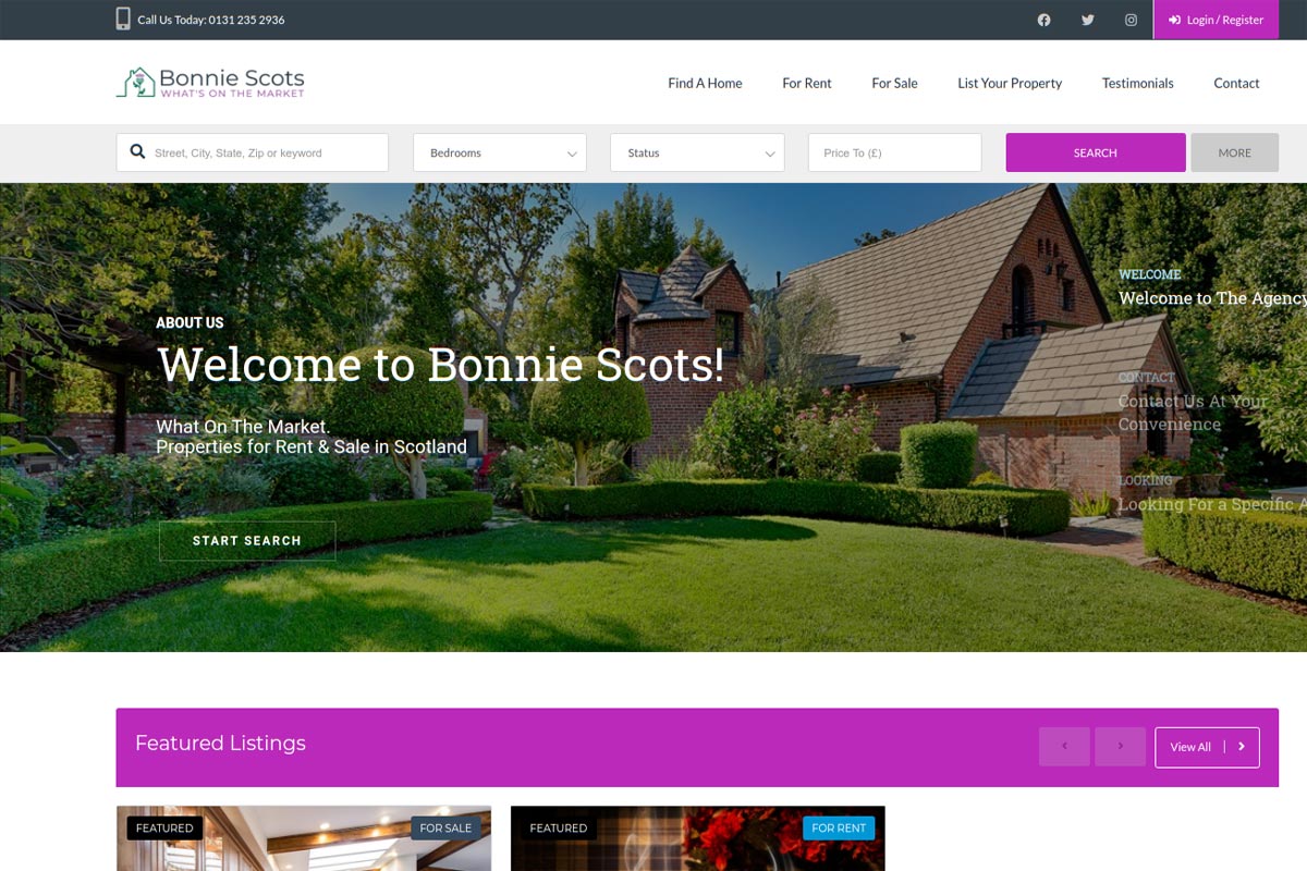 Property Rental Hotel Bed and Breakfast Web Design
