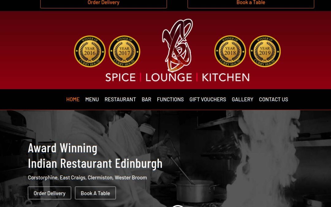 Spice Lounge Kitchen Indian Restaurant, Corstorphine Edinburgh Web Design