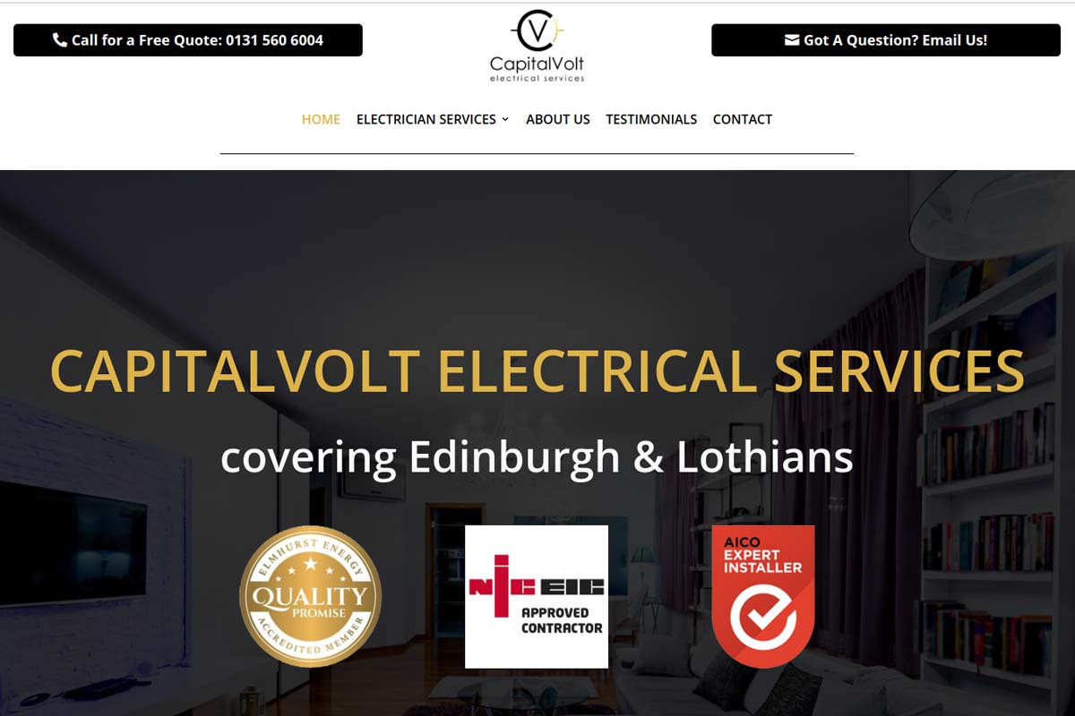 CapitalVolt Edinburgh Electrician Web Site Redesign Engineering and Transport Web Design